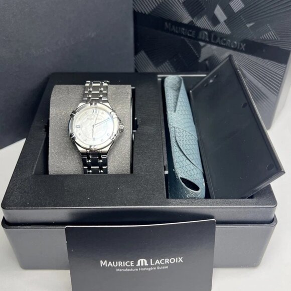 30mm Maurice Lacroix AI1004-SS002-170-1 Aikon Mother of Pearl Quartz Date Watch - Picture 10 of 12